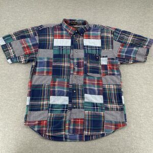 Vintage Eddie Bauer Superior Madras Button Up Shirt Adult XL Patchwork Men 90s